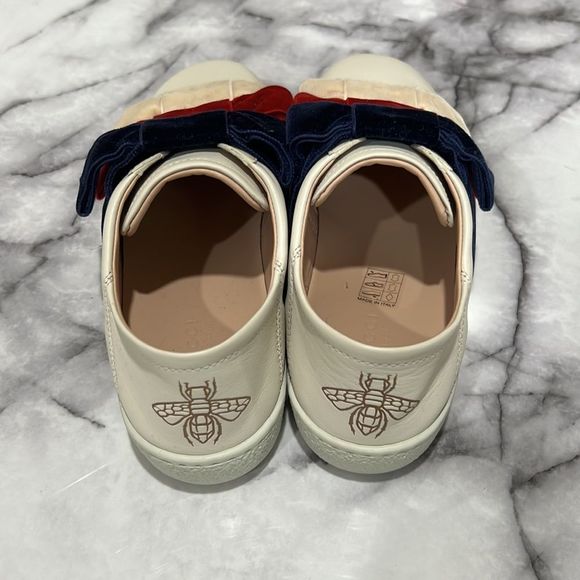 1000% Auth. Gucci ace velvet bow & leather sneaker 36 - Picture 5 of 8